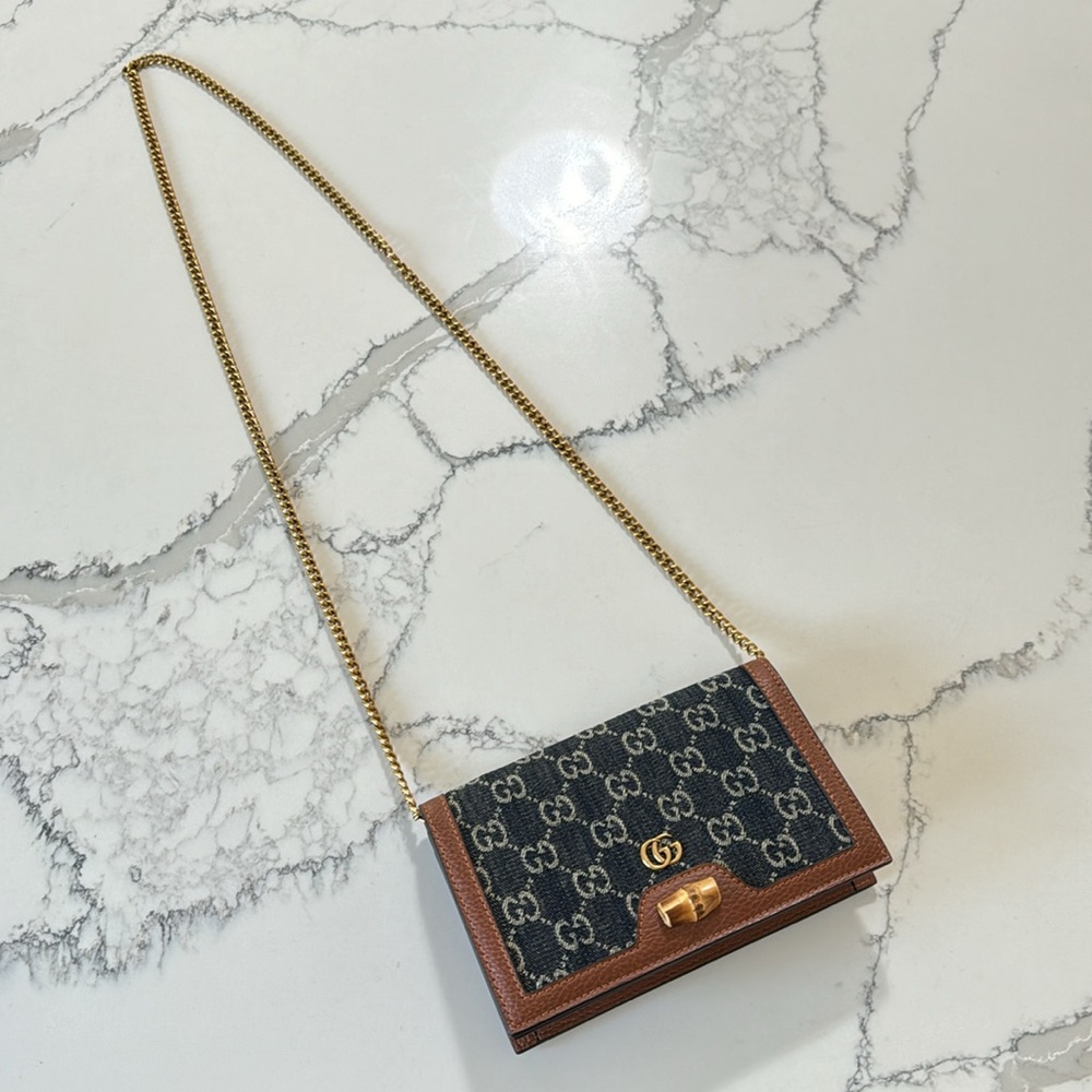 G G wallet crossbody purse clutch denim gold - Picture 13 of 14